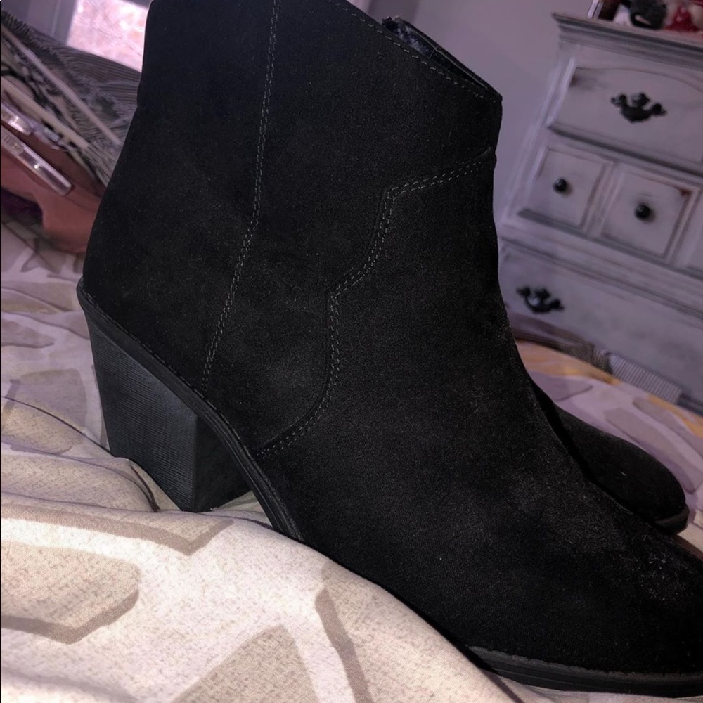 black suede booties